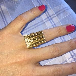 NEW- 18k Gold Plated Beaded Ring- Size 7